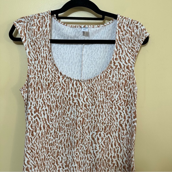 Old Navy Fit & Flare MIDI Dress Scoop Neck Women S Neutral Cheetah - Picture 5 of 8